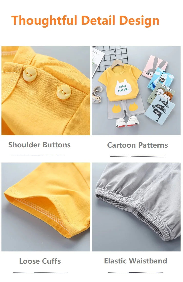 2PCS Children's Sets mother Kids Clothes Boys Girl T-shirt Shorts Summer Cotton Short sleeve Baby Children Clothing Toddler Suit - TiniLoom