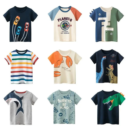 2-9 Years Children Short Sleeve T-shirts Korean Version Kids Clothing Boy Baby Cotton Tees Summer Cartoon Tops - TiniLoom