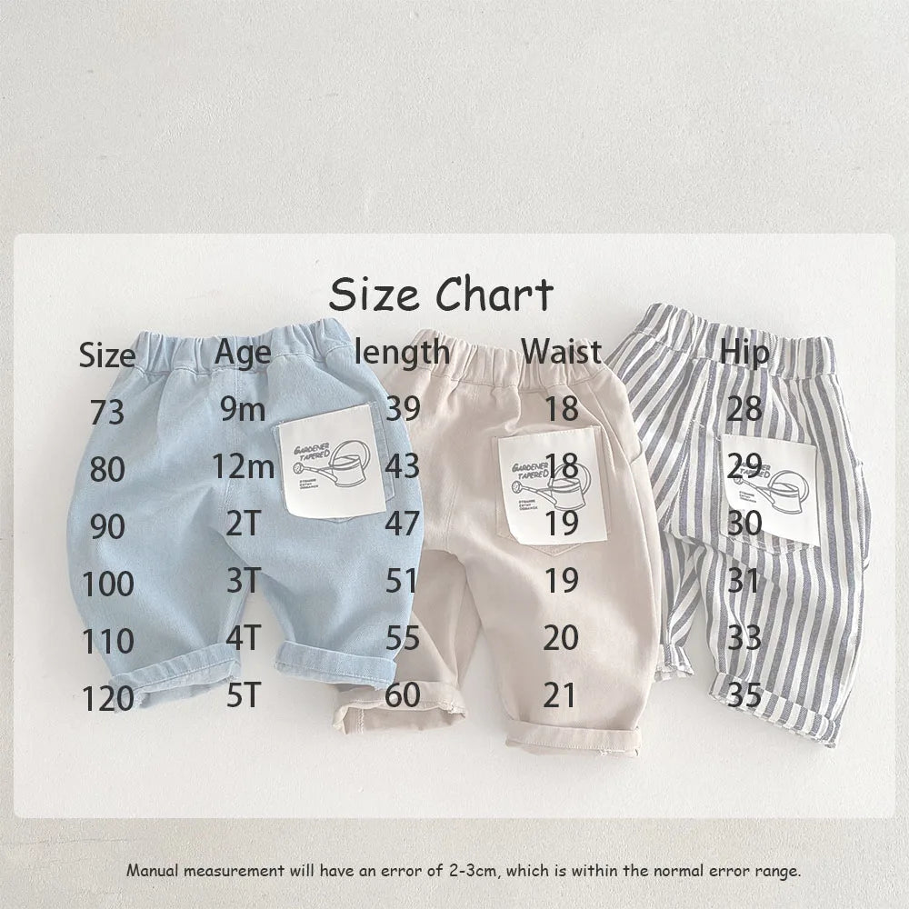1-5Y Kid's Jeans New 2024 Autumn Solid Color Denim Pants Loose Style Boys Trousers Mid Waist Kid's Outdoor Pants - TiniLoom