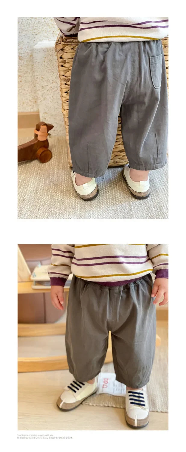 Solid Boy Kids Fashion Trousers Toddler Clothes Summer Spring Baby  Pocket Ankle Length Loose Girl Children Casual Pants - TiniLoom