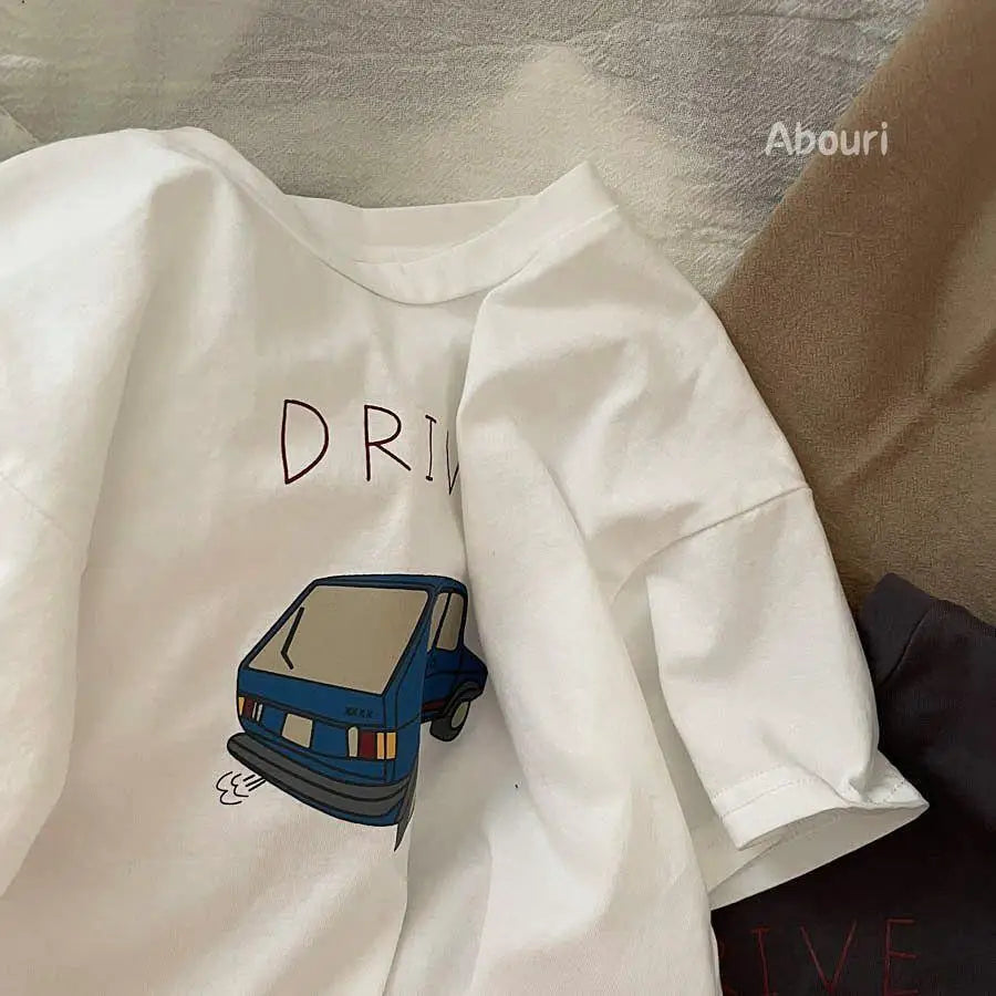 Solid Color Prnted Short Sleeve Tees Summer Clothing Boys Loose Casual O-neck T-shirts Children's Clothes Baby Boy T Shirts Tops - TiniLoom