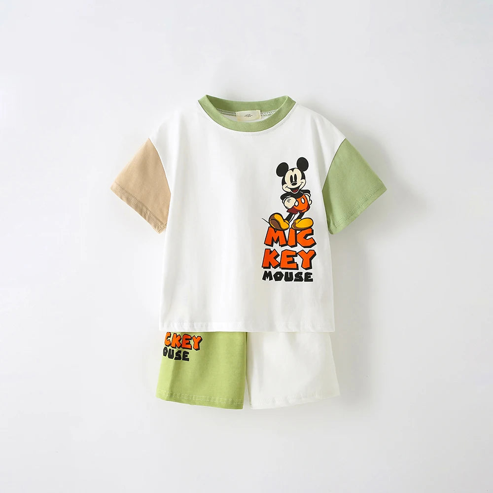 New 2024 Cartoon Tracksuits Casual Sports Two Piece Summer Boys Clothing Trendy Outdoor Wear Babies Printing T-shirt+Shorts - TiniLoom