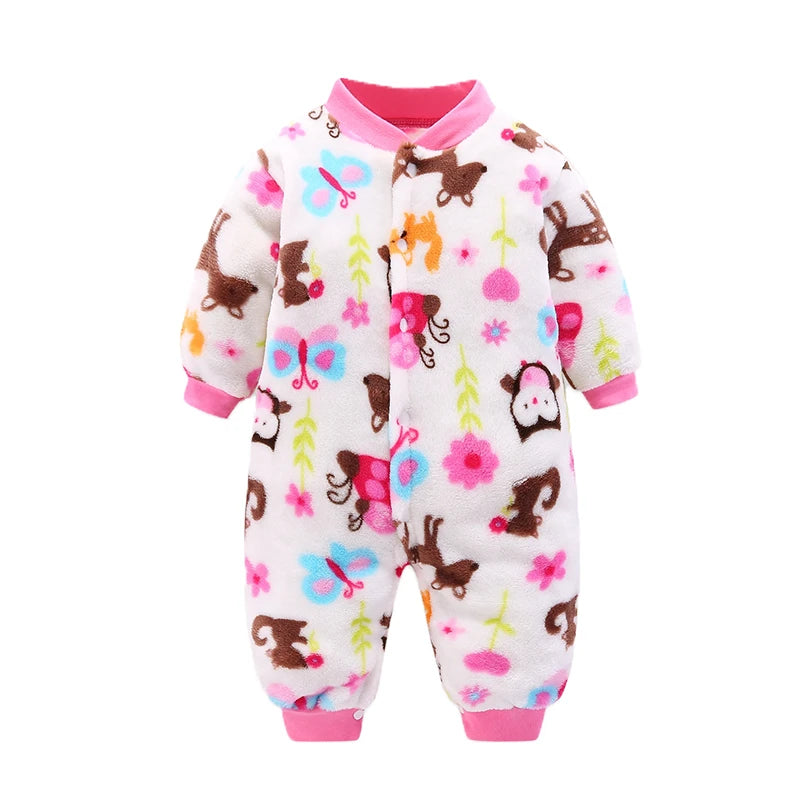 Newborn Baby Spring Winter Clothes Infant Jacket for Girls Jumpsuit for Boys Soft Flannel Bebe Romper Baby Clothes 0-18 Month - TiniLoom