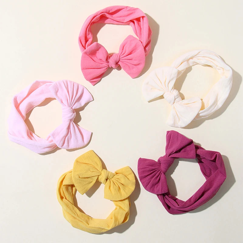 5Pcs Cute Bows Baby Headband Soft Elastic Baby Girl Hair Bands For Newborn Infant Turban Headwear Baby Hair Accessories - TiniLoom