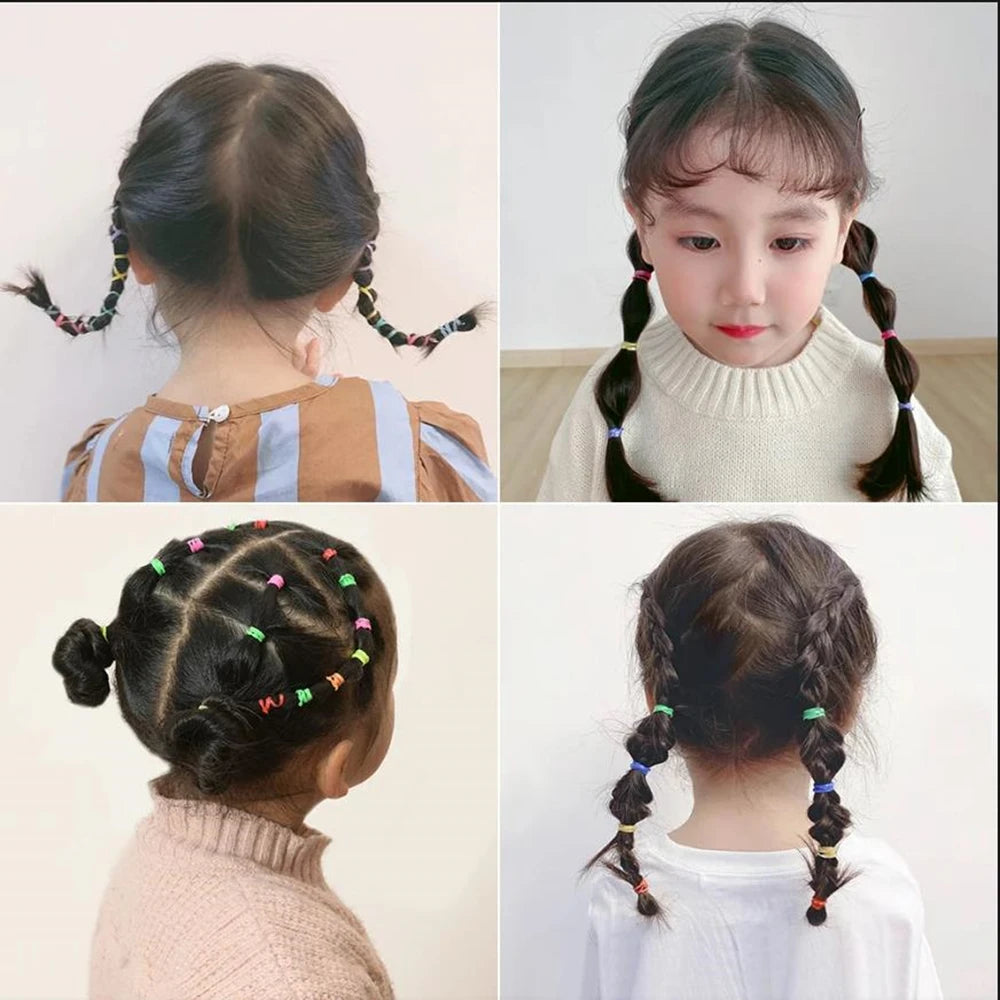 500/1000/2000pcs Girls Colourful Disposable Rubber Band Hair Ties Headband Children Ponytail Holder Bands Kids Hair Accessories - TiniLoom