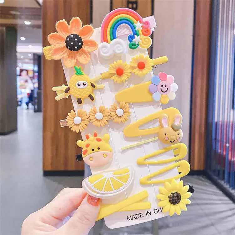 14Pcs Cartoon Baby Hair Clip Set Flower Fruit Baby Girl Barrettes Bangs Hairpins Kids Hair Accessories - TiniLoom