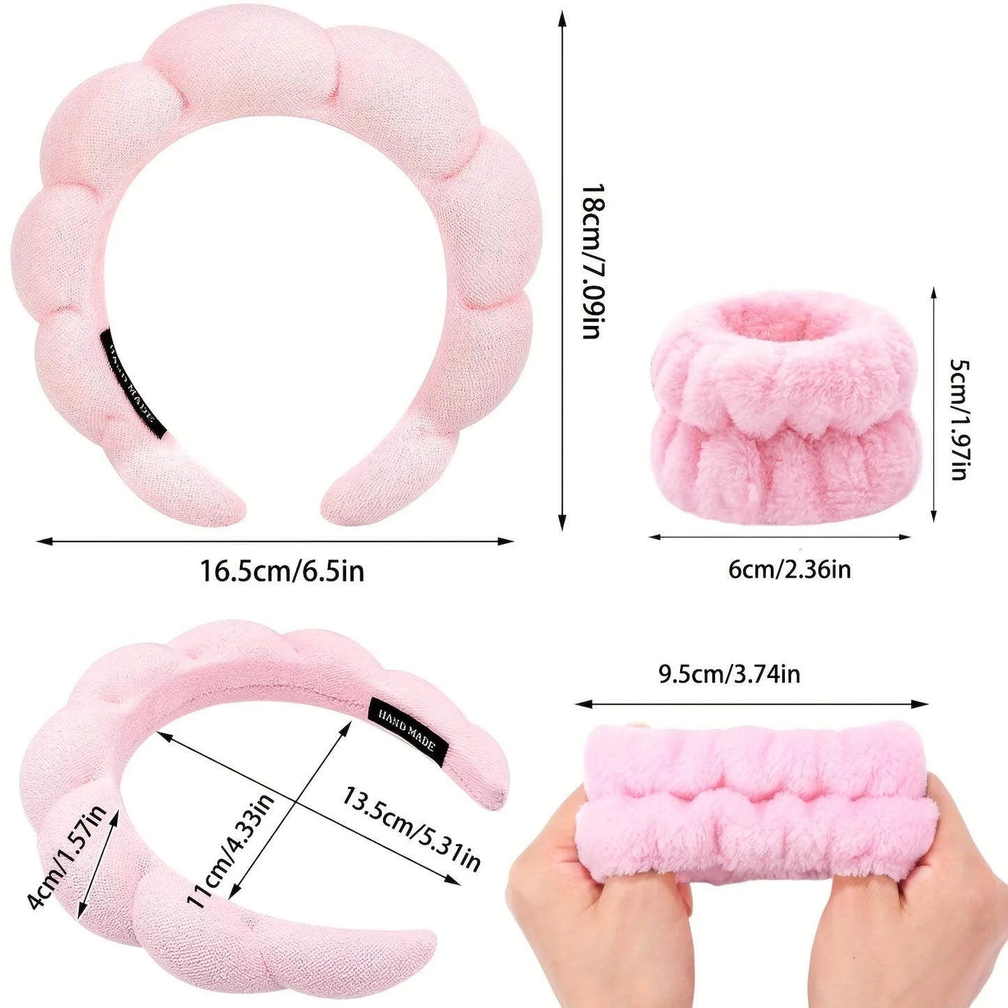3Pcs Wash Face Headband for Women Sponge Headbands Wrist Strap Makeup Bubble Soft Hairband Girls Hair Accessories Headwear - TiniLoom
