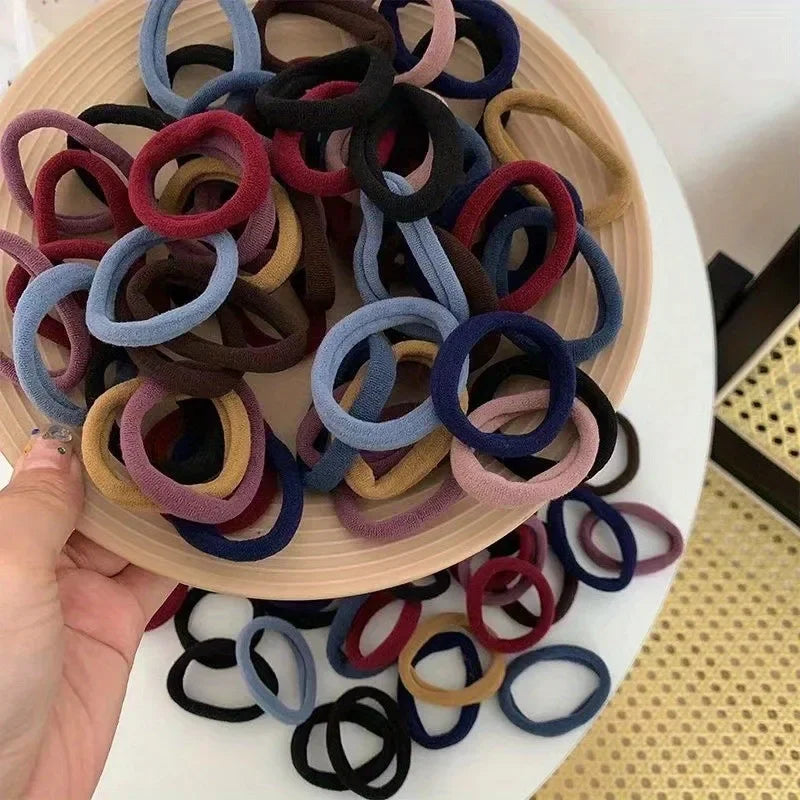 50PCS/Set New Women Girls Candy Colors Nylon Basic Scrunchie Hair Tie Ponytail Hold Hair Rubber Bands Fashion Hair Accessories - TiniLoom