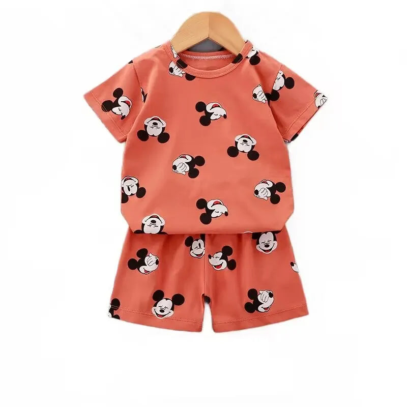 Summer cartoon T-shirt Shorts Children's boys Set Cotton Tees Pants Leisure Boys And Girls Babies Clothes Casual 2pcs - TiniLoom