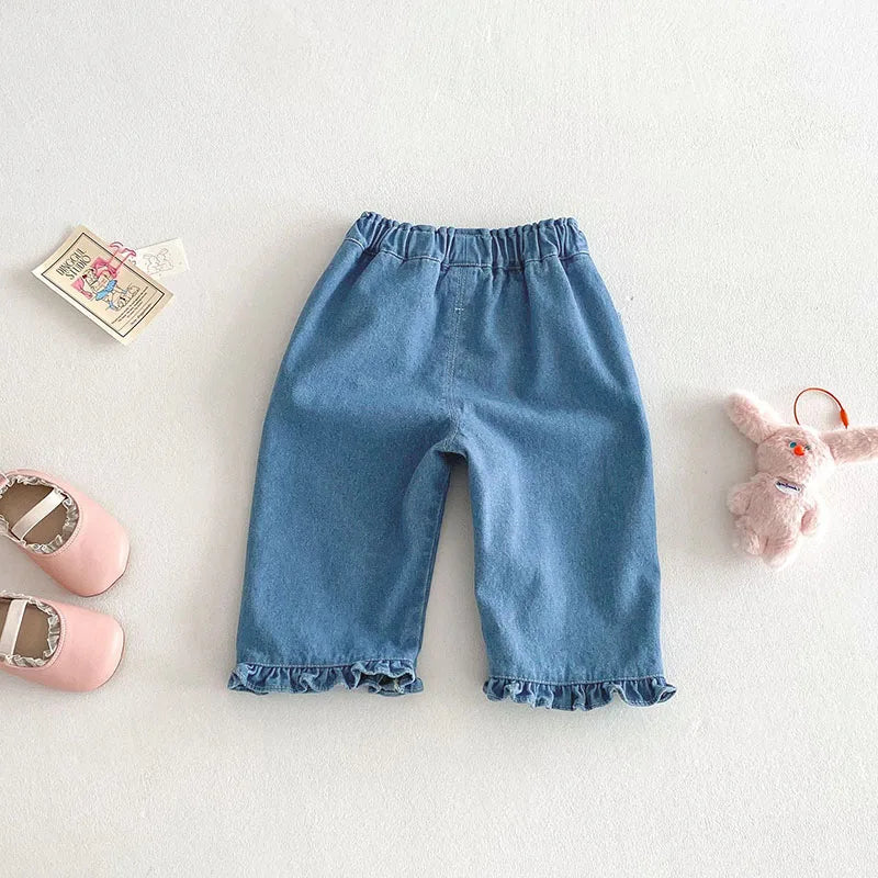 MILANCEL New Spring Kids Jeans 0-5T Baby Cute Three Dimensional Love Trousers Children Girls Thin Style Denim Blue Pants - TiniLoom