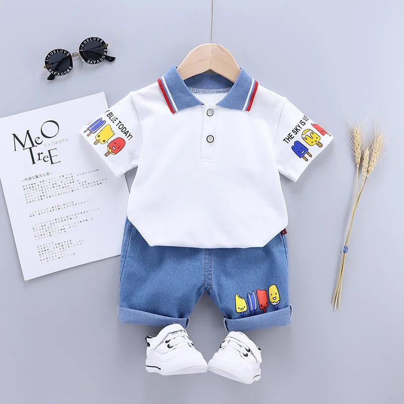 Baby Boy Clothes Set T-shirt+Shorts Kids Boy Summer Clothing Set Cute Cartoon Baby Boy Outfit Set Infant Toddler Tee Shirt Pants - TiniLoom