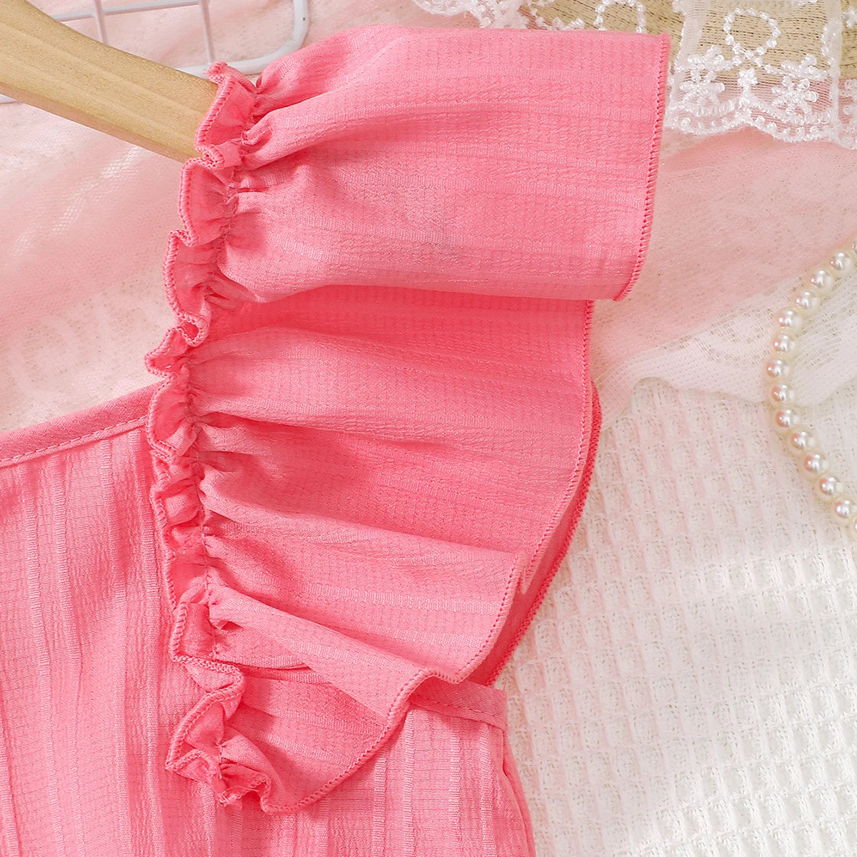 Kid Girls Summer Princess Clothing Set Flutter Sleeve Plain Color Tops+Short Skirt Sweet Style Party Wear For Child 8-12 Years - TiniLoom