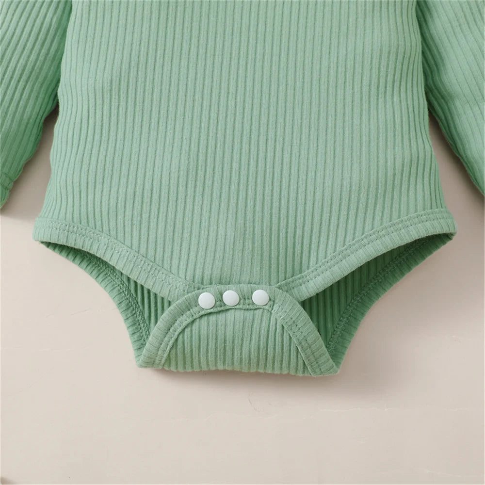 3PCS Baby Girl Clothes Set Long Sleeve Romper Top+Flowers Pant+Headband Spring&Autumn Lovely Outfit for Toddler Girl 0-18 Months - TiniLoom
