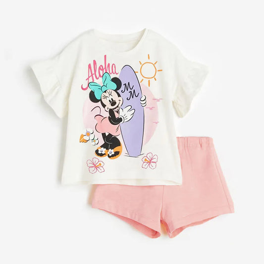 2PCS Summer Minnie Baby Girls Clothes Sets Infant Top T-shirts + Shorts Toddler Kids Outfits For 1-6T Baby Sets - TiniLoom