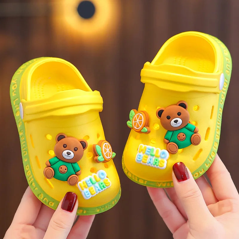kids baby Girls Summer Sandals: Soft Sole Toddler children Indoor Slippers Cartoon Boys Breathable Hollow Shoes - TiniLoom