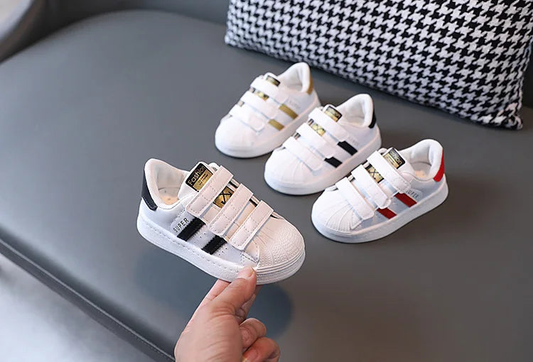 Children's Sneakers Kids Fashion Design White Non-slip Casual Shoes Boys Girls Hook Breathable Sneakers Toddler Outdoor Shoes - TiniLoom