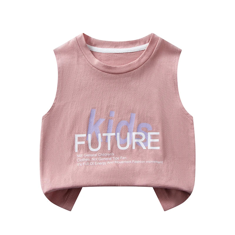 Children's Summer T-shirts Boys Girls Vests Sleeveless Cartoon Tee Tops 100% Cotton Comfortable Kids T-shirt Clothes Fashion New - TiniLoom