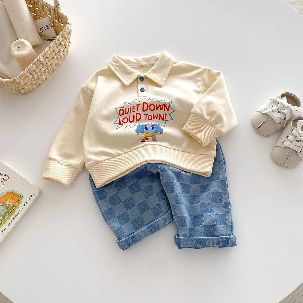 MILANCEL 1-5Y Children Jeans Boys Denim Pants Mid Waist Girls Trousers Fashion Kids Plaid Pants - TiniLoom