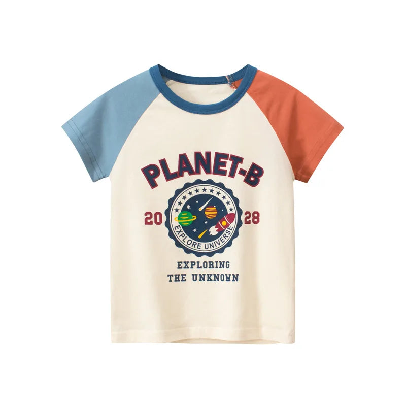 2-9 Years Children Short Sleeve T-shirts Korean Version Kids Clothing Boy Baby Cotton Tees Summer Cartoon Tops - TiniLoom