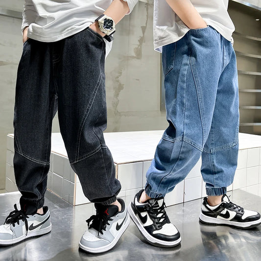 Big boy jeans, children's clothing, casual fashion, cool children's pants, boys' pants, boys' Baggy summer clothing, teenagers - TiniLoom