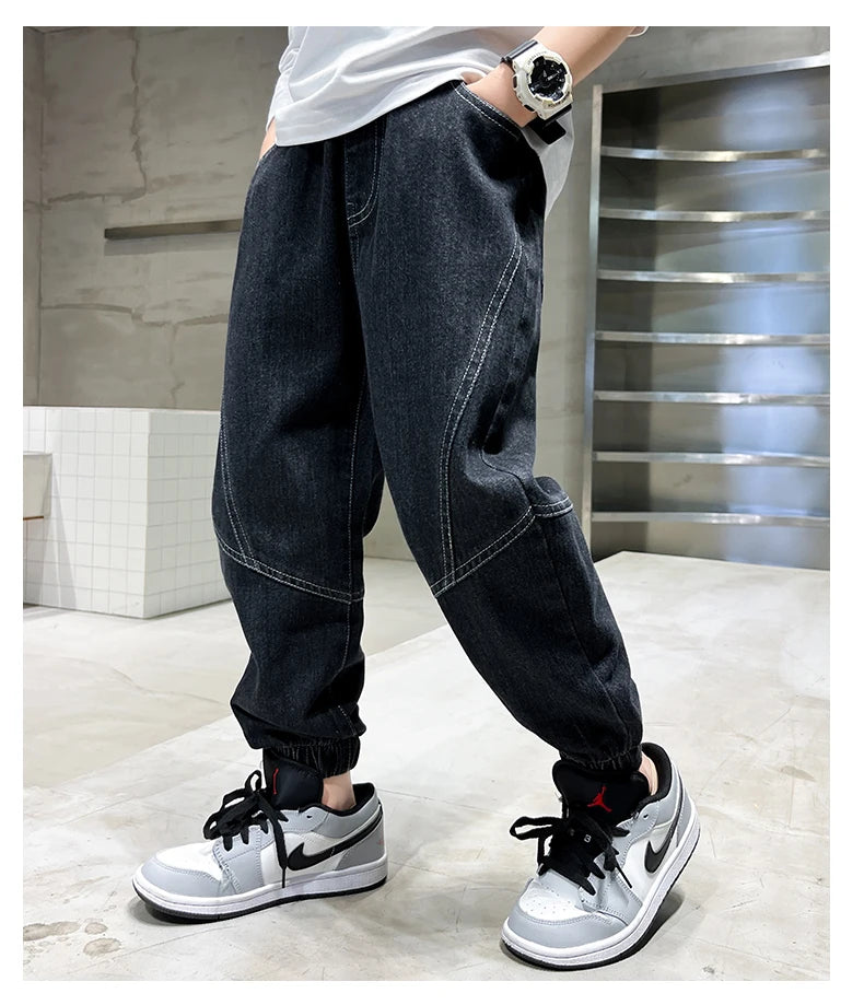 Big boy jeans, children's clothing, casual fashion, cool children's pants, boys' pants, boys' Baggy summer clothing, teenagers - TiniLoom
