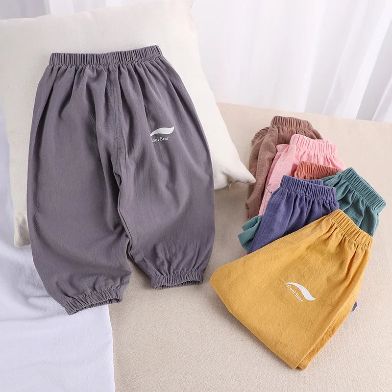 1 2 3 4 5  Years New Children's Anit-mosquito Pants Summer Baby Air Conditioning Bloomers Boys and Girls Cotton and Linen Pants - TiniLoom