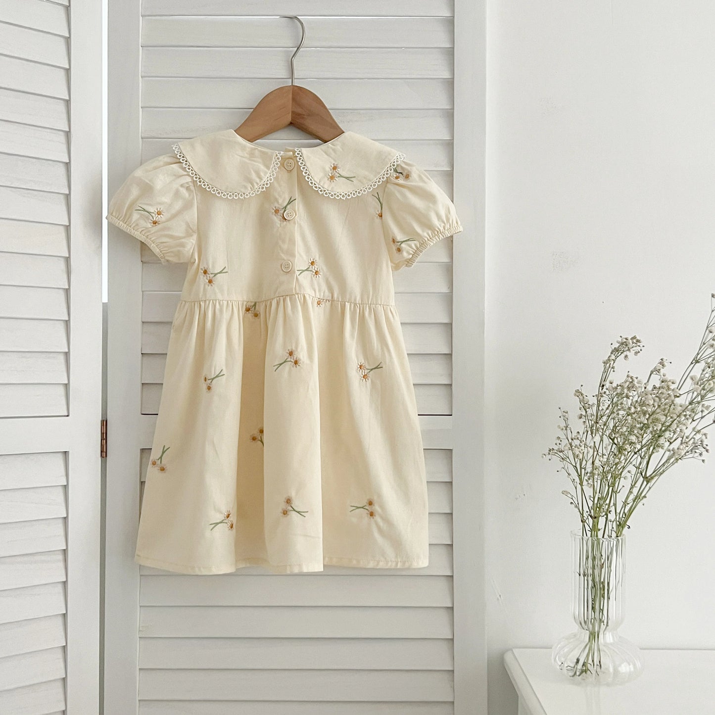 Infant Baby Girls Lace Collar Dress Rompers Sisters Clothes Kids Girls Embroider Flower Princess Dress Family Clothes Rompers