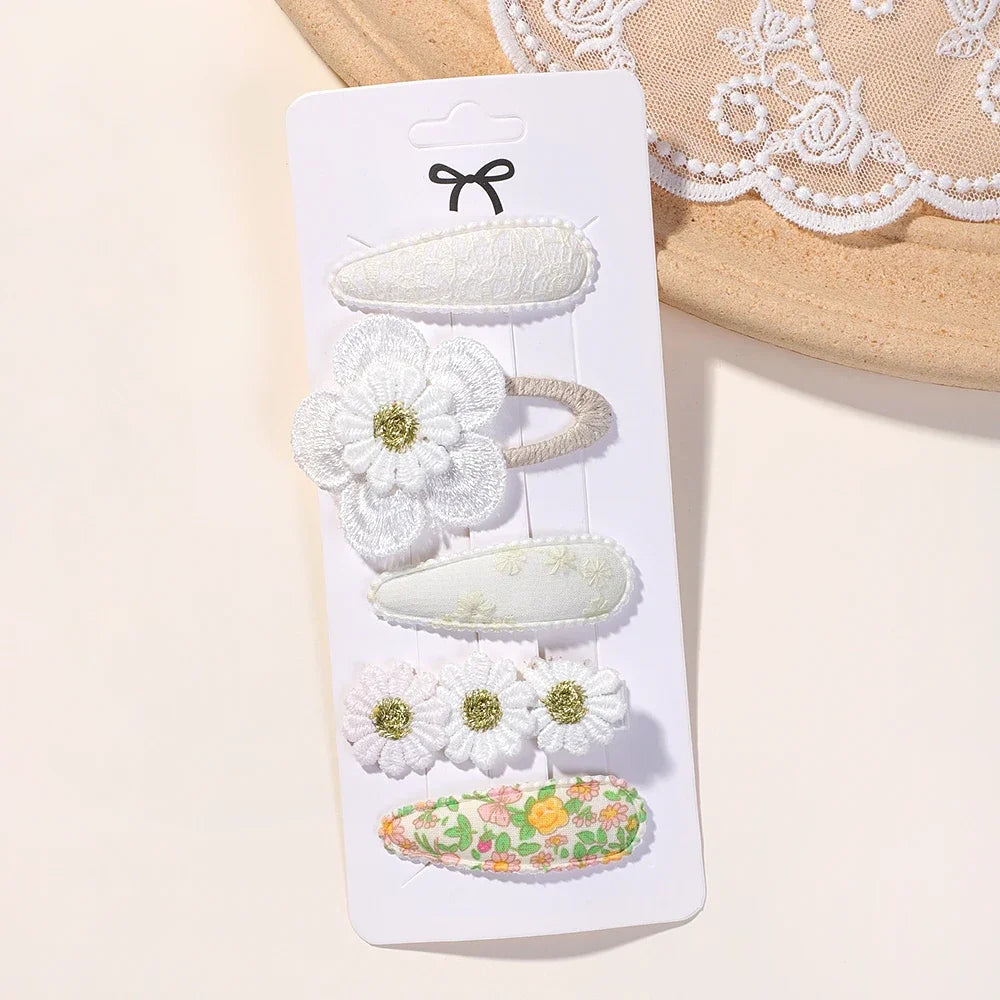 New 5Pcs BB Clips Set for Kids Hair Accessories Sweet Printe Hairbangs Hairclip Girls Barrette Ins Style Daisy Hairpin Ornaments - TiniLoom