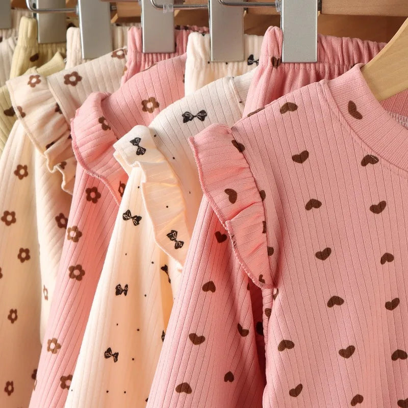 Kids Long Sleeved Undershirt Girls Cute Floral Dots T-shirt 2-10T Children Boys Sweet Tops Bottoming Shirt  t shirt for kids boy - TiniLoom