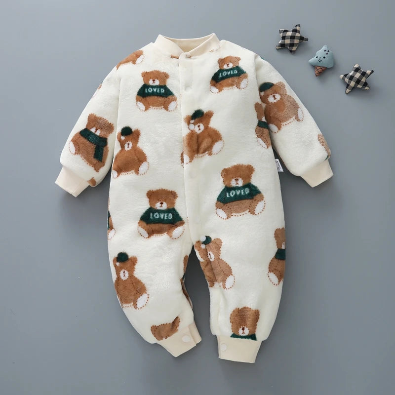 Newborn Baby Spring Winter Clothes Infant Jacket for Girls Jumpsuit for Boys Soft Flannel Bebe Romper Baby Clothes 0-18 Month - TiniLoom