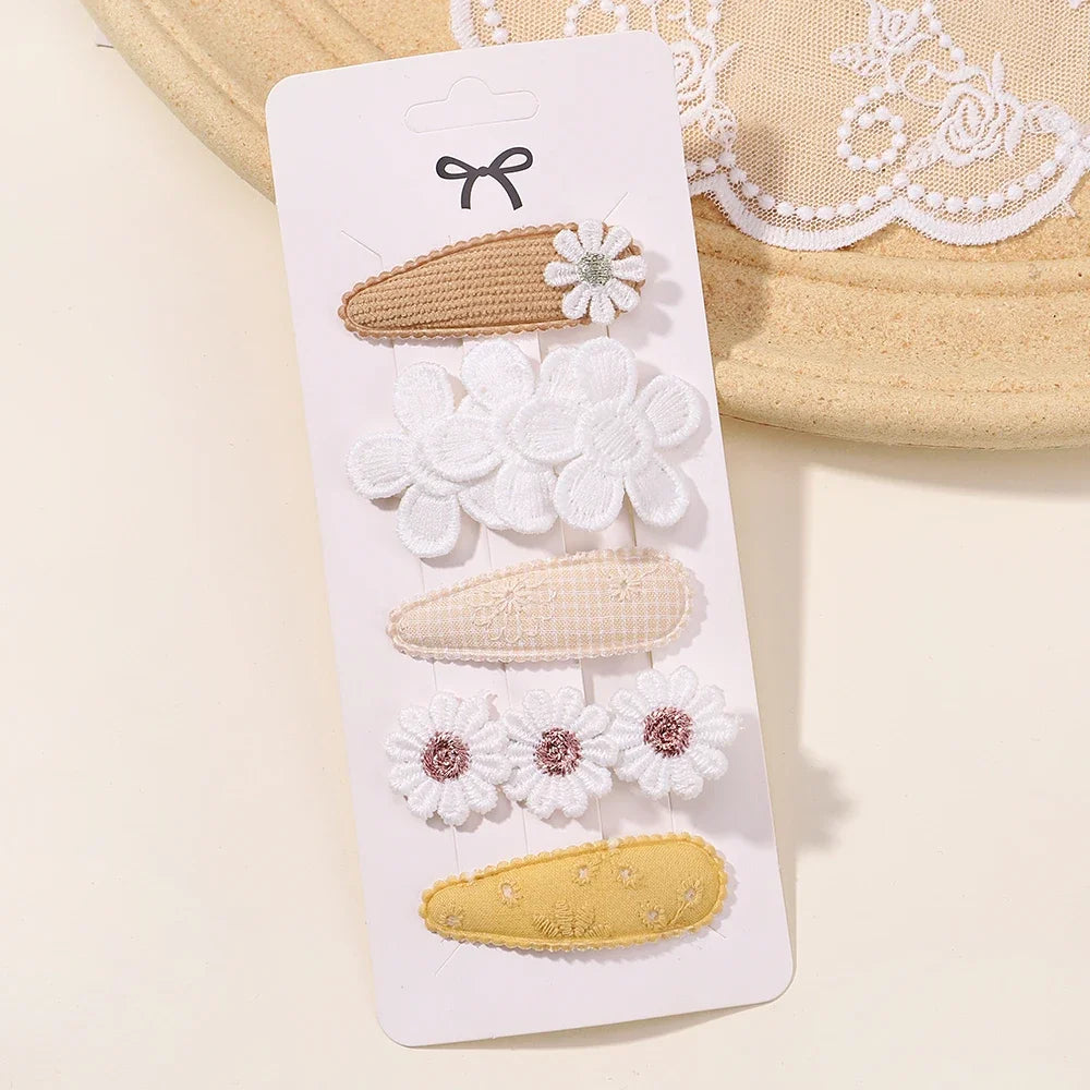 New 5Pcs BB Clips Set for Kids Hair Accessories Sweet Printe Hairbangs Hairclip Girls Barrette Ins Style Daisy Hairpin Ornaments - TiniLoom