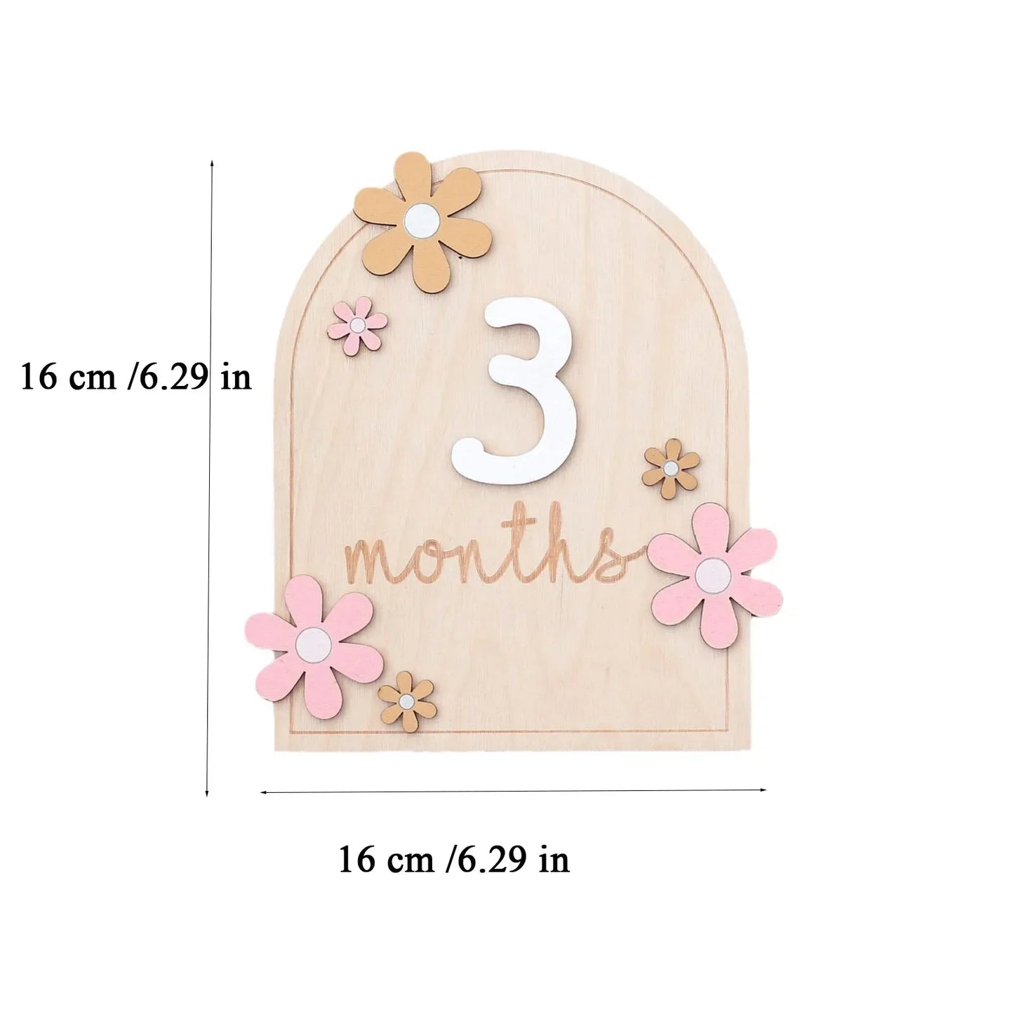 Wooden Baby Monthly Milestone Cards Flowers Double Sides Number Month Girls Boys Newborn Photography Props Accessories