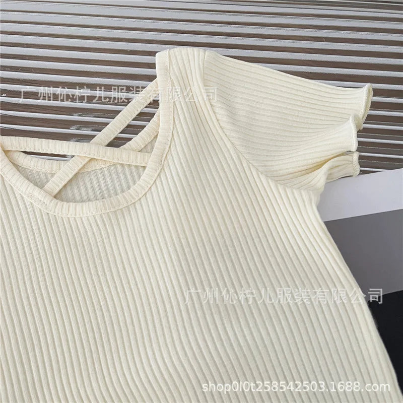 Girls T-Shirt Summer Children Short Sleeved Thin Soft Tops Simple Solid Color Casual Kids Clothing 2-6 Years Sweet Shirtthing - TiniLoom