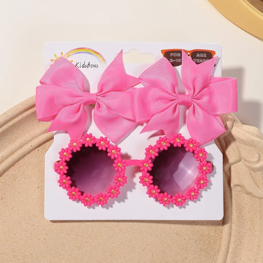 BABY BOWS Butterfly Hairclip Set for Kids Lovely Glasses Accessories Fashion Party Girls Dress Hairpins Headband Gift Set
