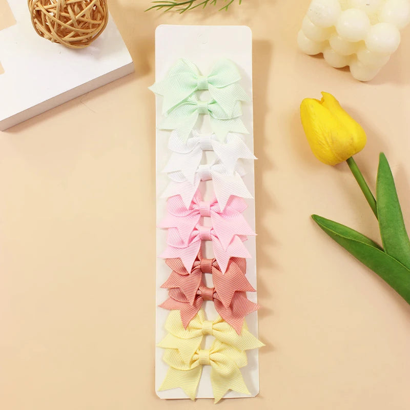 10Pcs Cute Bows Baby Hair Clips Candy Color Girls Princess Hairpins Barrettes Kids Hair Accessories - TiniLoom