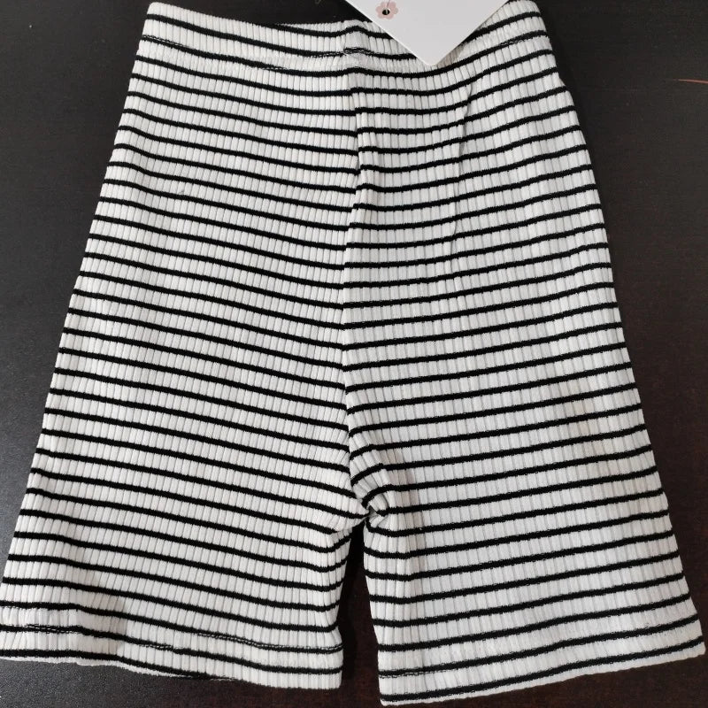 2025 Summer Baby Trousers Pants Ribbed Elastic Striped Pants Children's Casual Infant Clothing Kids Toddler Boys Girl Clothes