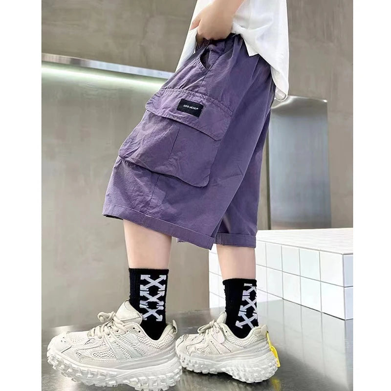 New Summer Teenage Short Boys Pants 3-14 Years Old Big Pocket Trousers For Kids Children Birthday Present - TiniLoom