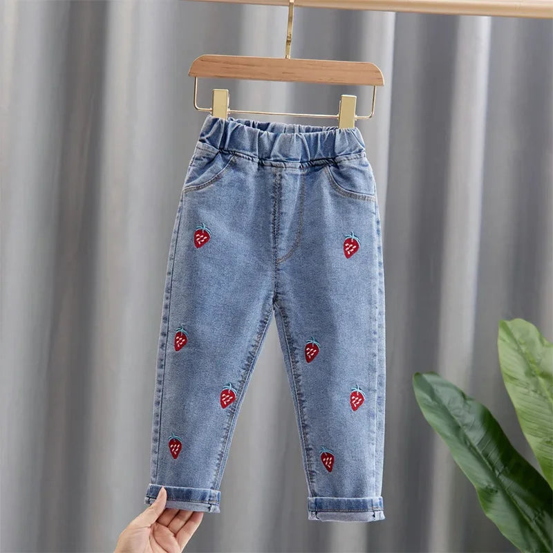 Kids Baby Girls Casual Clothes Jeans Pink Bow Trousers Toddler Infant Denim Clothing Pants Children Bottoms 1 2 3 4 5 6  Years - TiniLoom