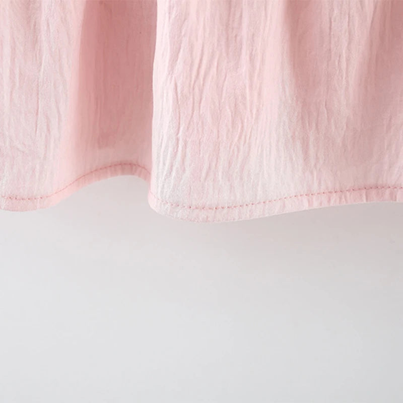 Summer Tulip Solid Small Flying Sleeves Dress For Kids Girl Cute Pink Princess Dress For Baby Kids - TiniLoom