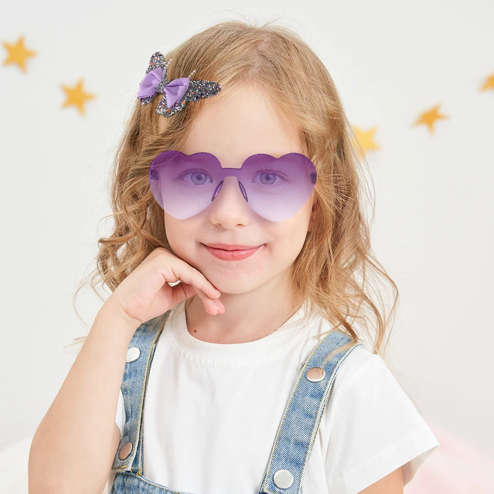 BABY BOWS Butterfly Hairclip Set for Kids Lovely Glasses Accessories Fashion Party Girls Dress Hairpins Headband Gift Set