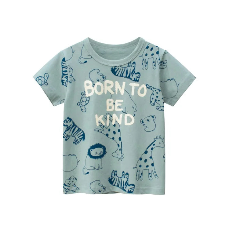 2-9 Years Children Short Sleeve T-shirts Korean Version Kids Clothing Boy Baby Cotton Tees Summer Cartoon Tops - TiniLoom