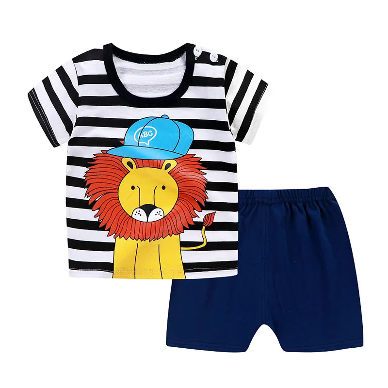 Winnie Pooh Cute Children Tracksuit Summer Clothing Cartoon Fashion Baby Boys Short Sleeved Suit T-shirt + Shorts 2piece Set - TiniLoom