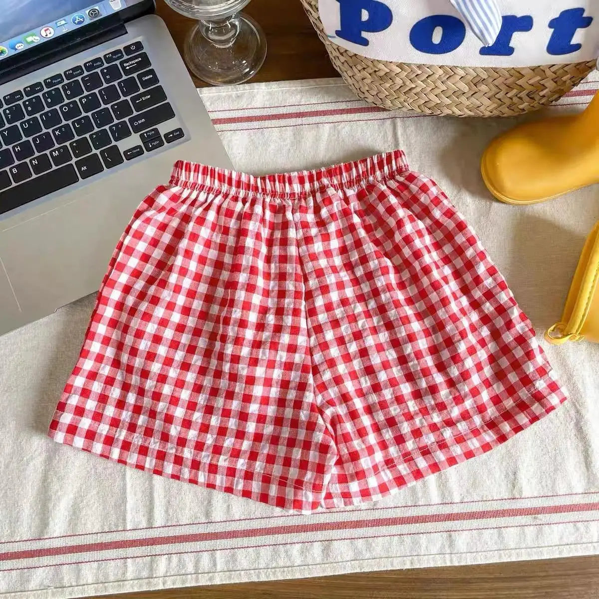 Child Plaid Shorts New Style Casual Sports Pants Loose Thin Versatile Home Pants Summer Boys Girls Cute Fashion Beach Shorts - TiniLoom