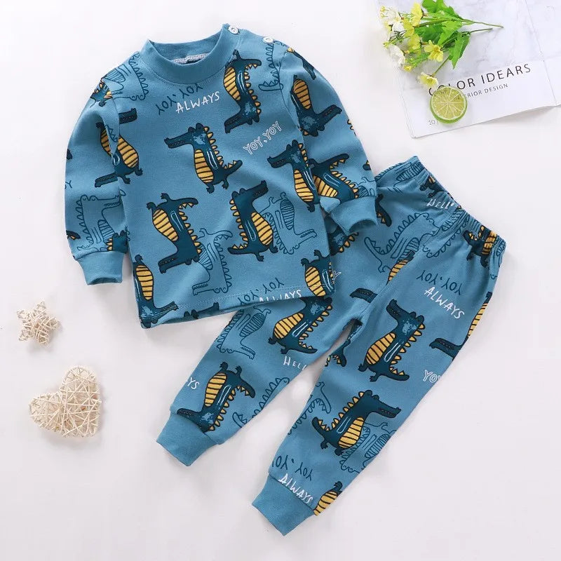New Children Pure Cotton Underwear Suits Boys Girls Autumn Clothing Autumn Pants Toddler Cartoon Suits Bay Cute Home Clothing - TiniLoom
