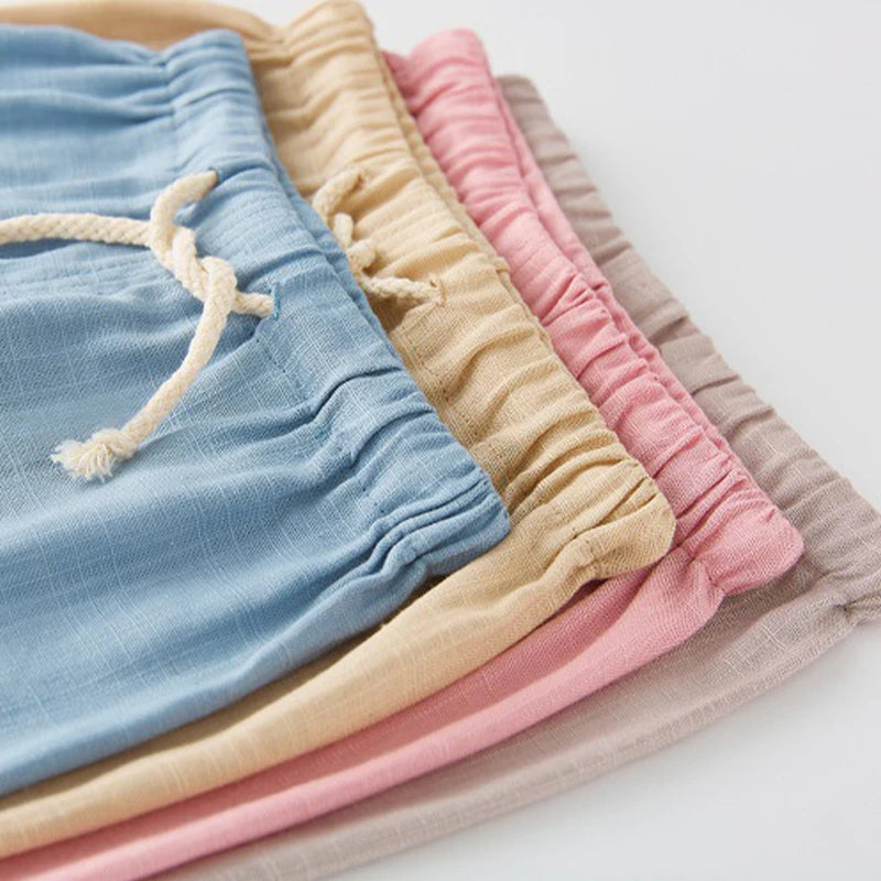 Children's Cotton And Linen Trousers Spring And Summer Thin Boys And Girls Linen Pant Baby Harem Pants WT620 - TiniLoom