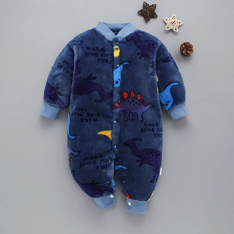 Newborn Baby Spring Winter Clothes Infant Jacket for Girls Jumpsuit for Boys Soft Flannel Bebe Romper Baby Clothes 0-18 Month - TiniLoom