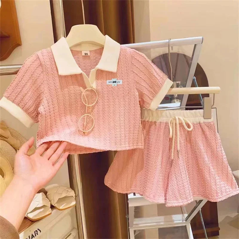 Baby Blouse Sets Girls Summer Suit Kids Short Sleeve Top Pant 2Pcs Kids Cute Sweet Outfit Children Fashion Sportswear 2-10Y - TiniLoom