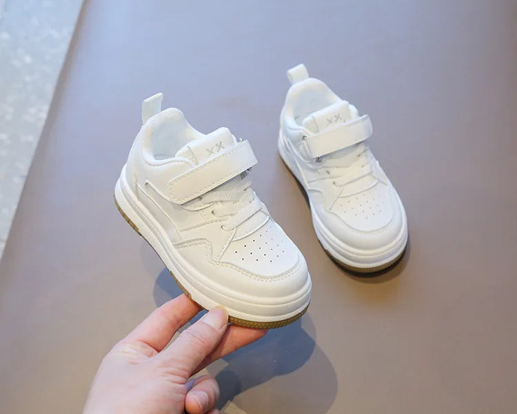 Children's White Shoes Spring and Autumn Kid's Sports Shoes Anti slip Lightweight Boys Board Shoes Soft Sole Baby Casual Shoes - TiniLoom