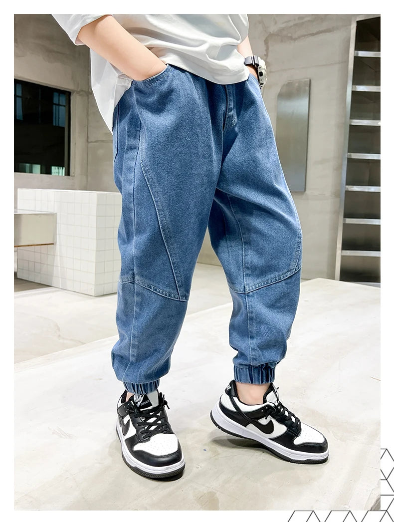 Big boy jeans, children's clothing, casual fashion, cool children's pants, boys' pants, boys' Baggy summer clothing, teenagers - TiniLoom