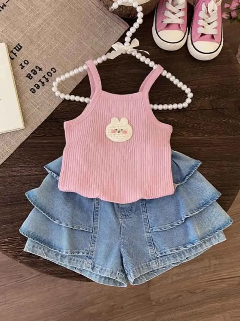 Baby Girls T-shirts for Kids Summer Sleeveless Knitted Tops Vest Outfits Girls Cute Halter Tops Tees Children Clothing 1-12 Year - TiniLoom